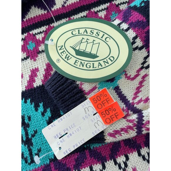 Vintage 90s Classic New England Pullover Sweater Size Medium Floral Deadstock NE - Picture 5 of 7